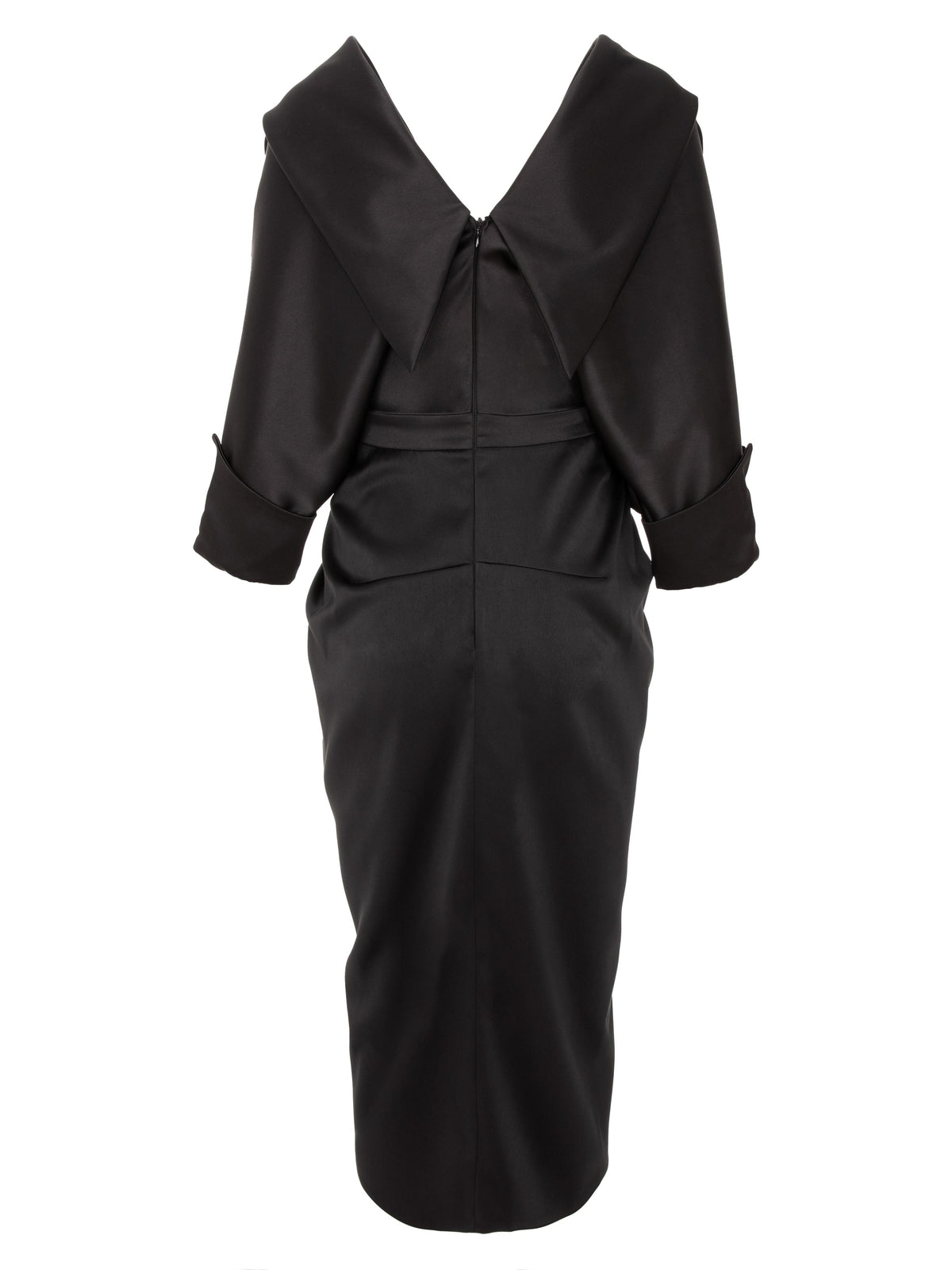 Draped Midi Dress, Black 5