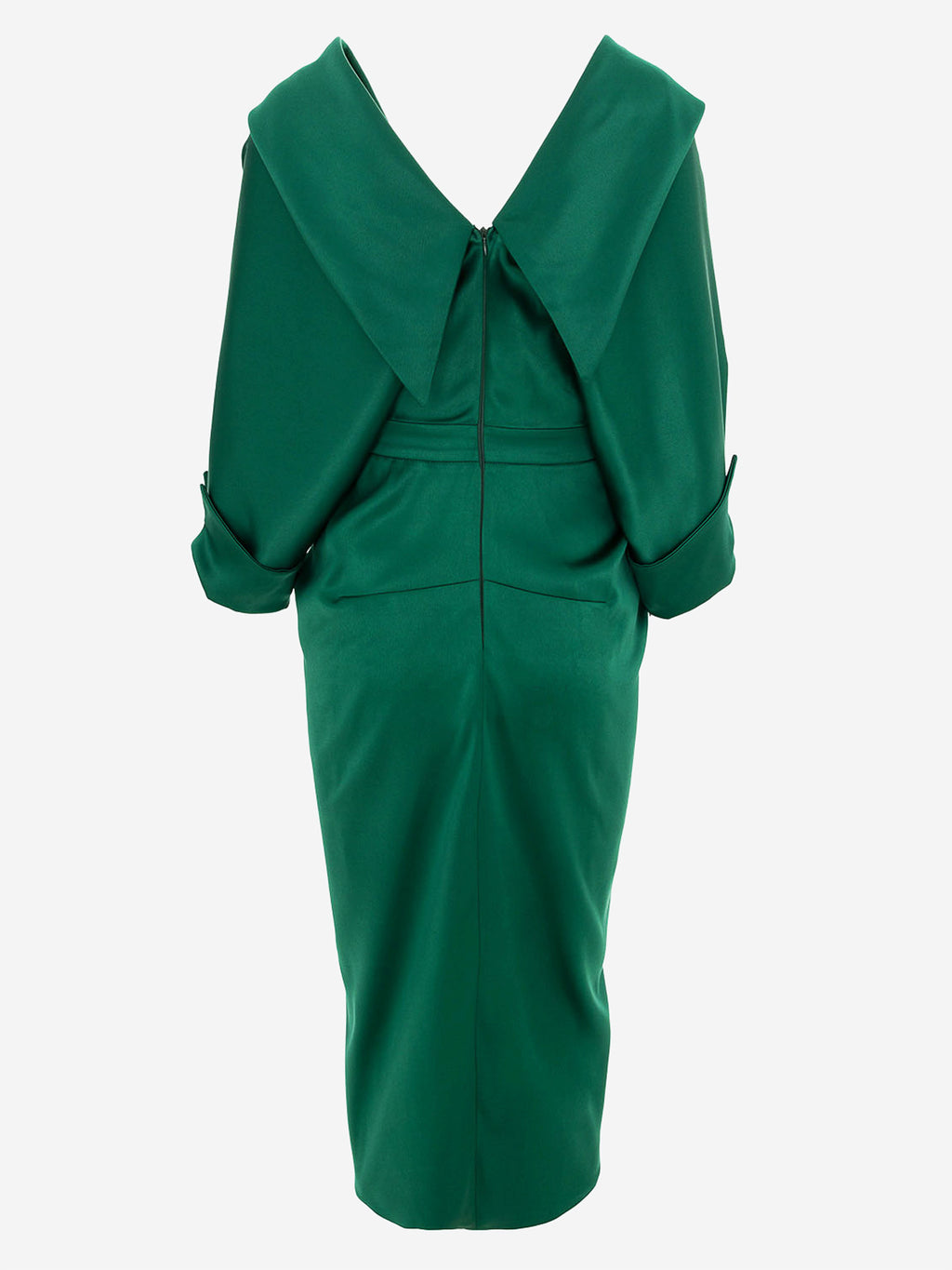 Draped Midi Dress, Dark Green 5