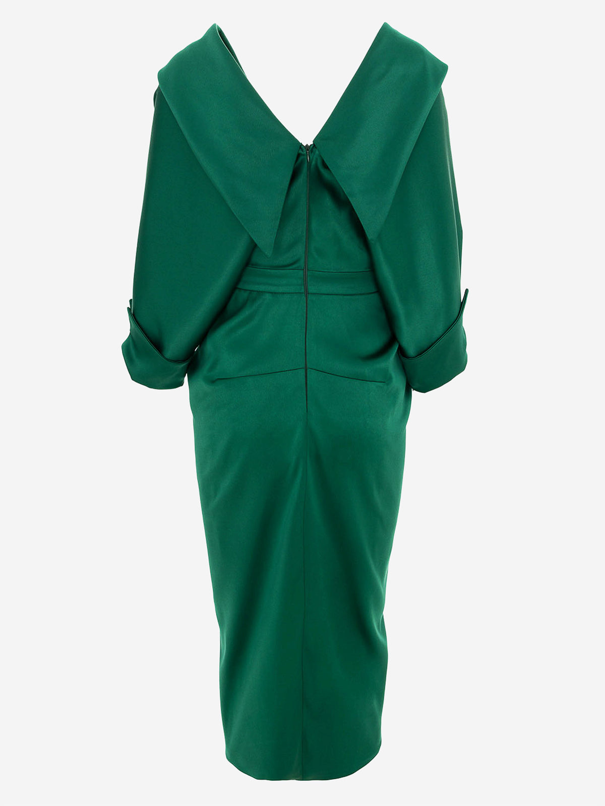Draped Midi Dress, Dark Green 5