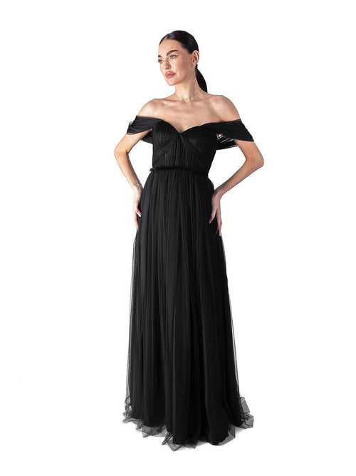 A-Line Midi Dress with Off-the-Shoulder Straps, Greige