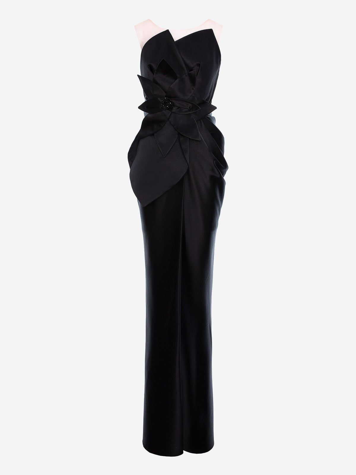 Satin-Finish Maxi Dress, Black 2