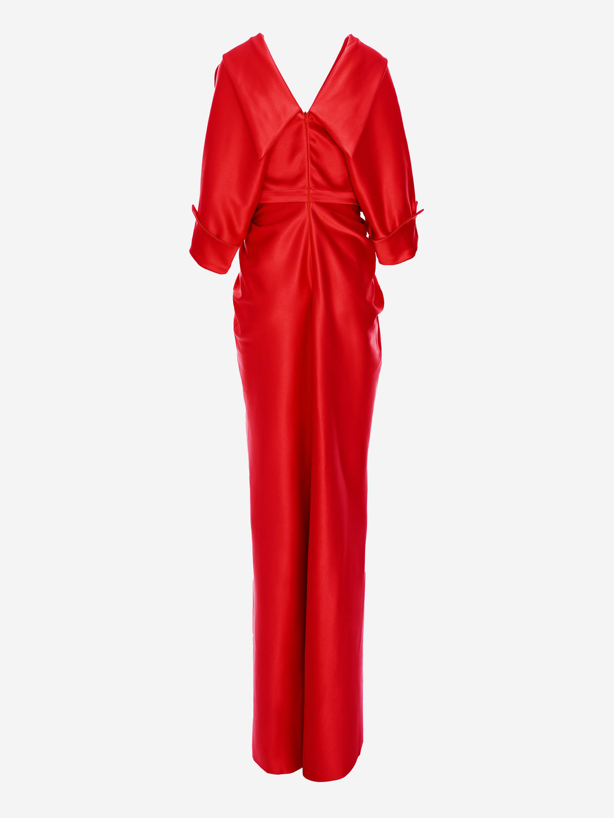 Draped Dress with Front Slit, Red 5