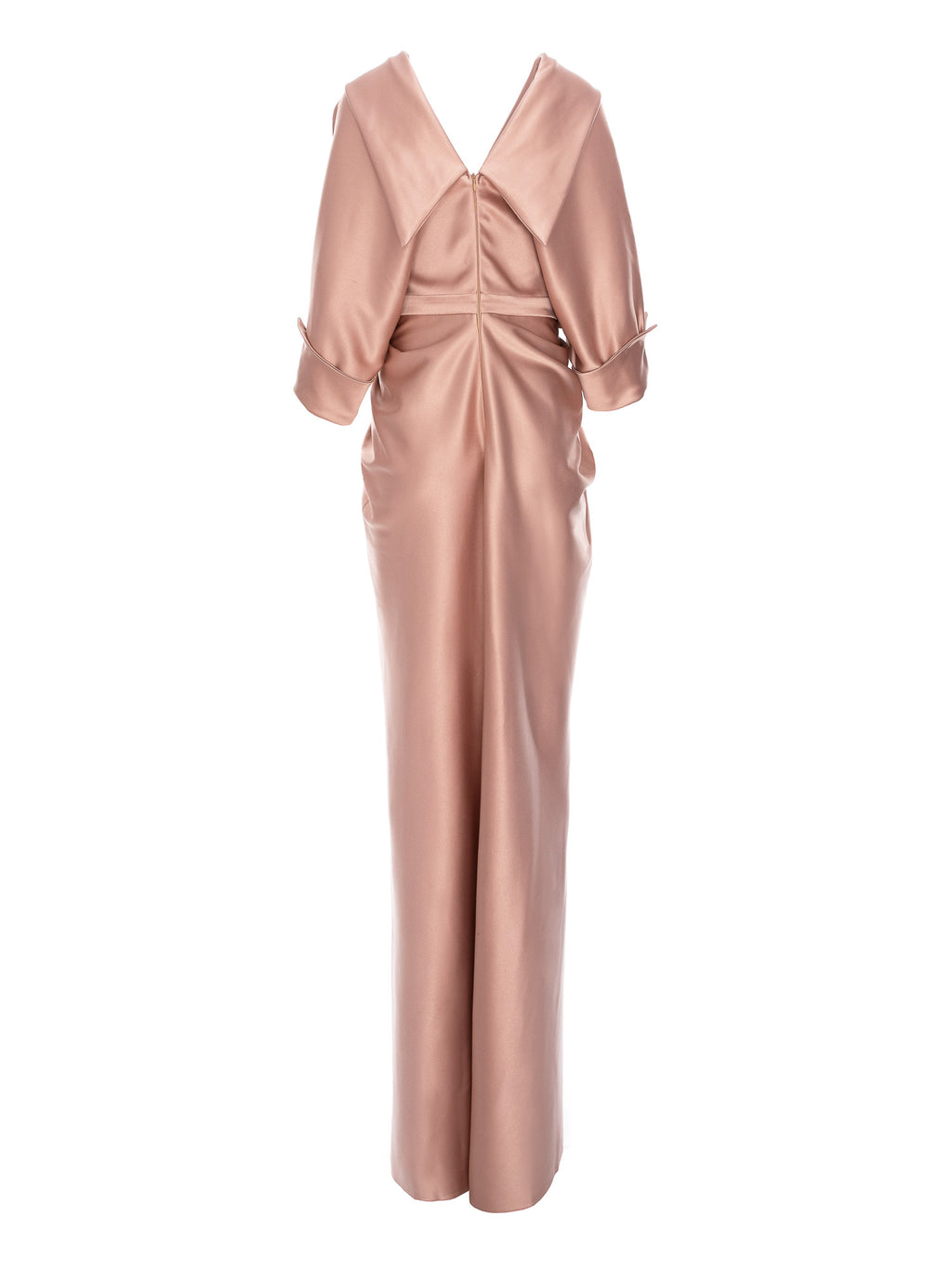 Draped Long Dress with V-Neckline, Dusty Pink 4