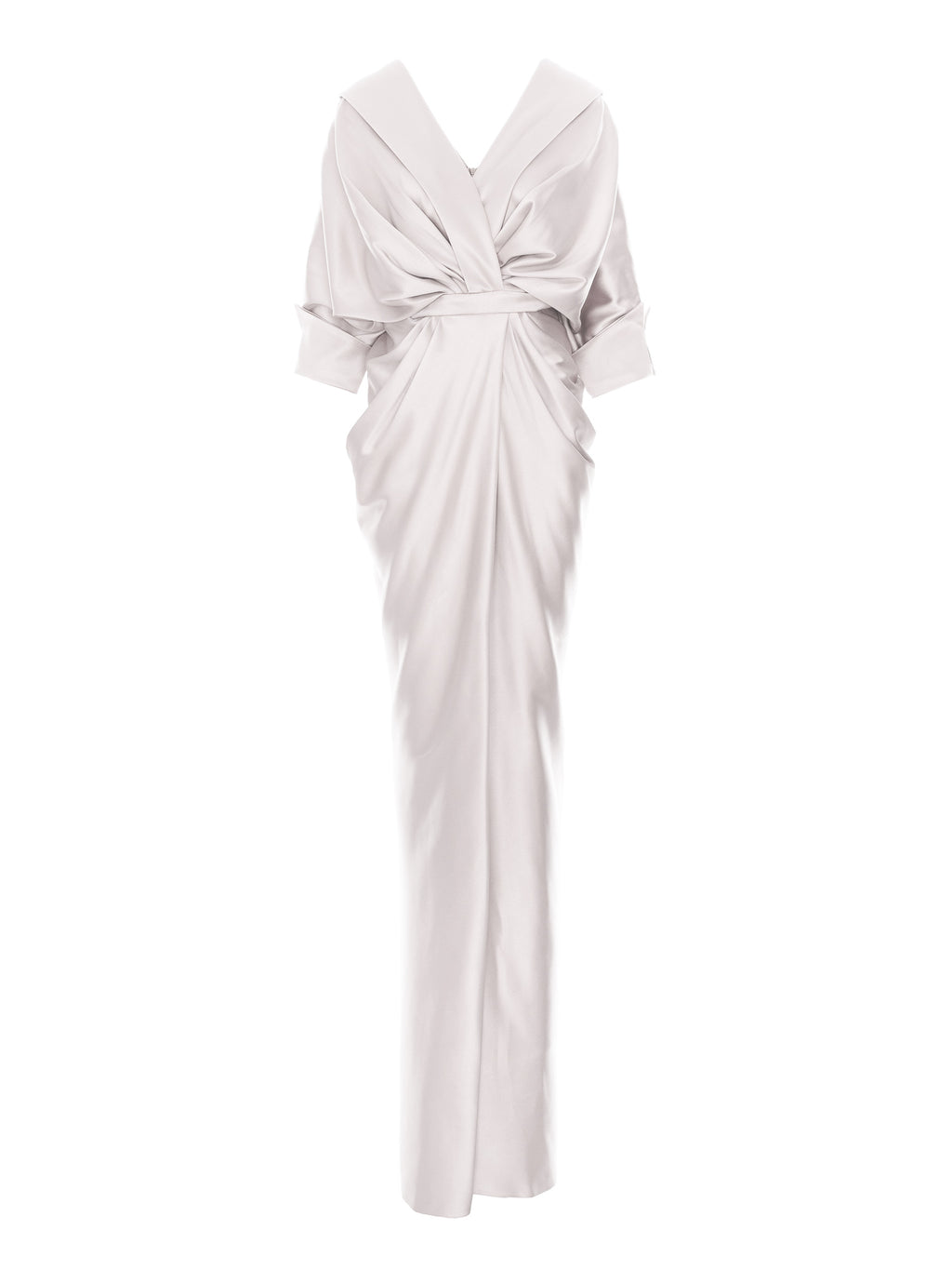 Rochie cu design drapat si slit frontal, Alb optic 3