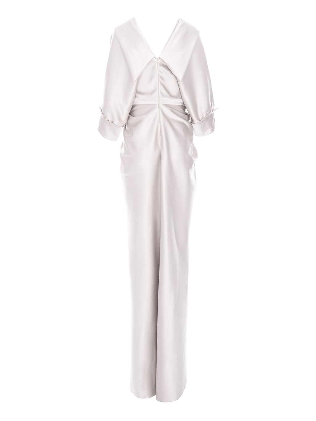 Rochie cu design drapat si slit frontal, Alb optic 4