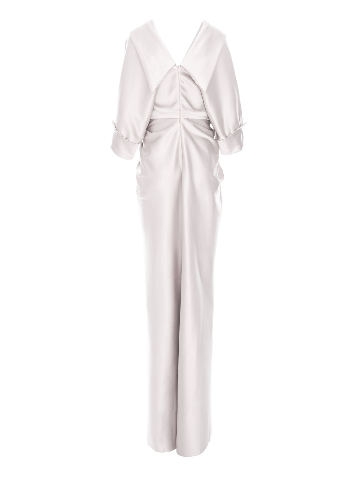 Rochie cu design drapat si slit frontal, Alb optic 4