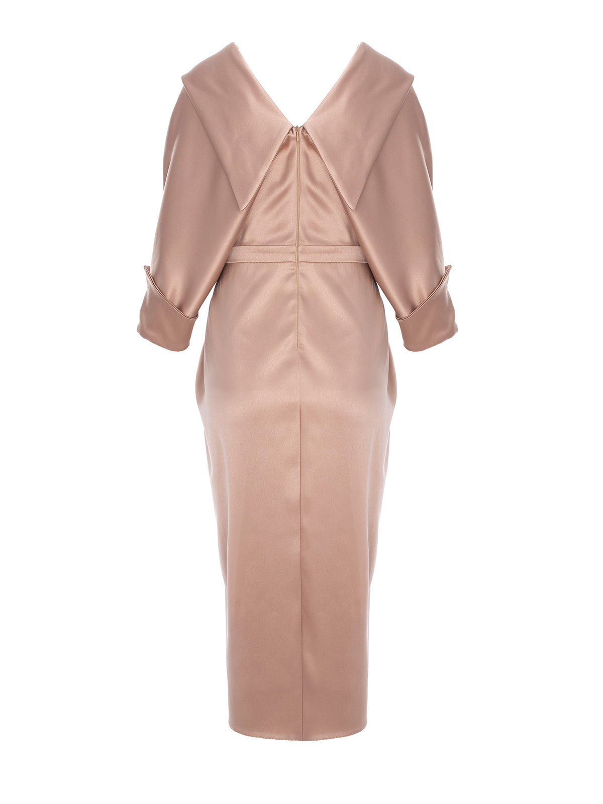 One-Shoulder Dress with Draped Design, Beige 5
