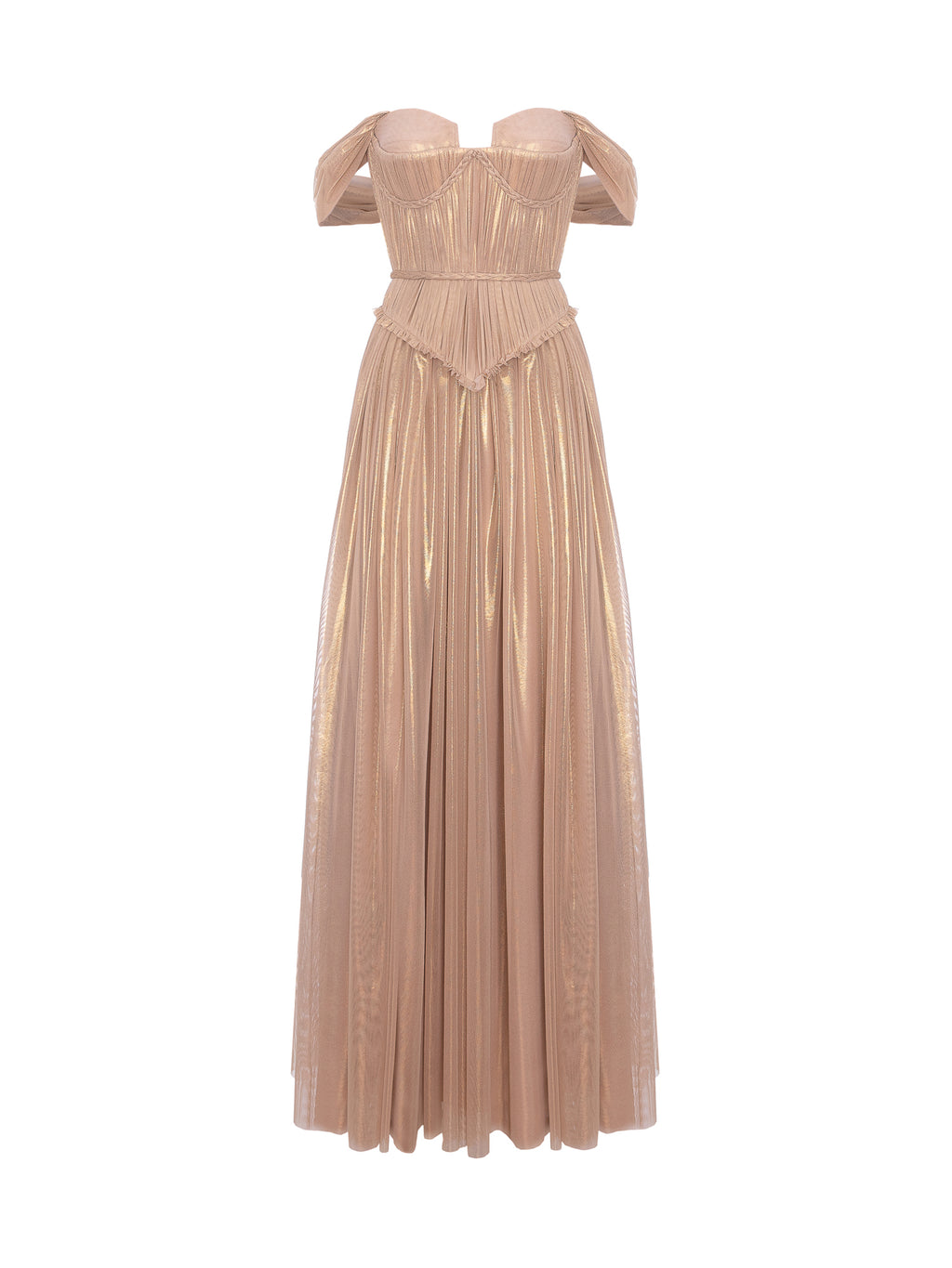 Maxi Dress with Off-the-Shoulder Neckline, Sand Brown 2