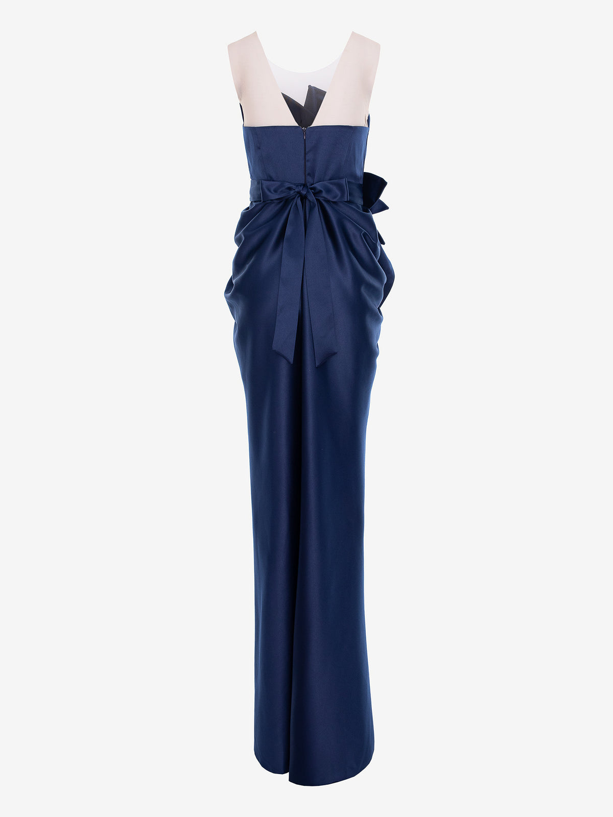 Satin-Finish Maxi Dress, Navy Blue 4