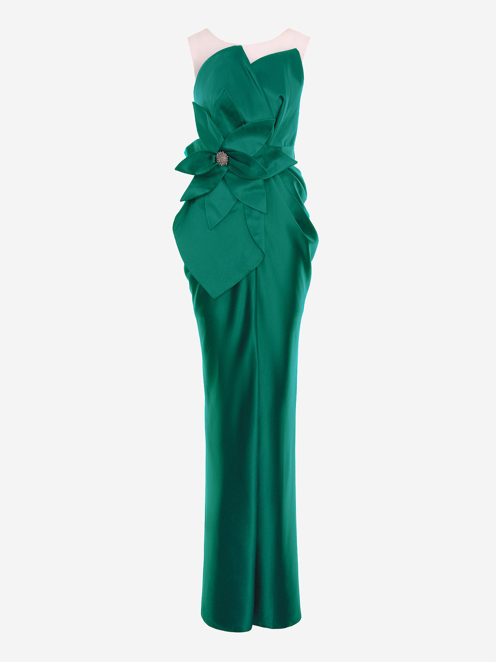 Satin-Finish Maxi Dress, Green 2