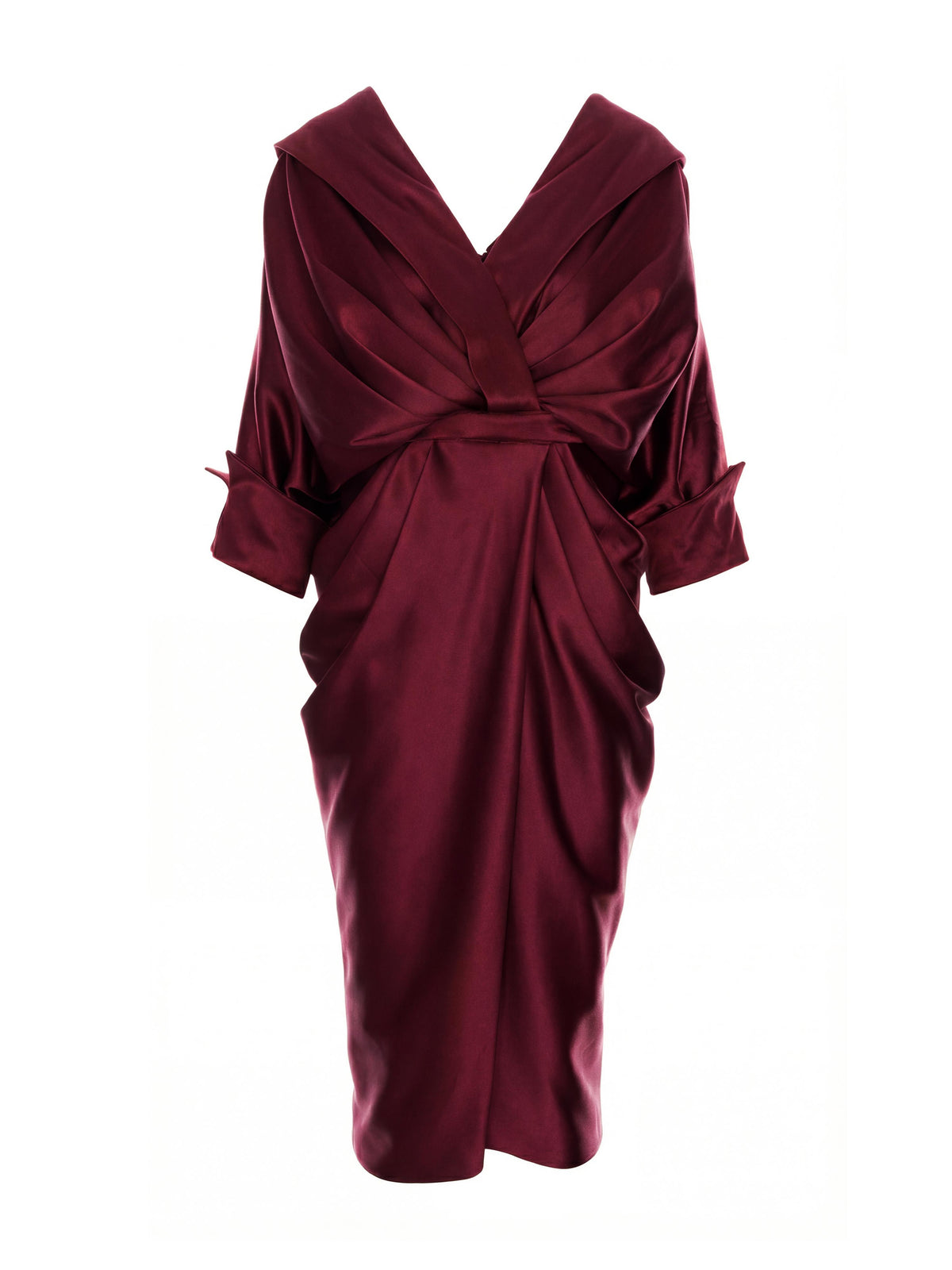 Draped Midi Dress, Red 2