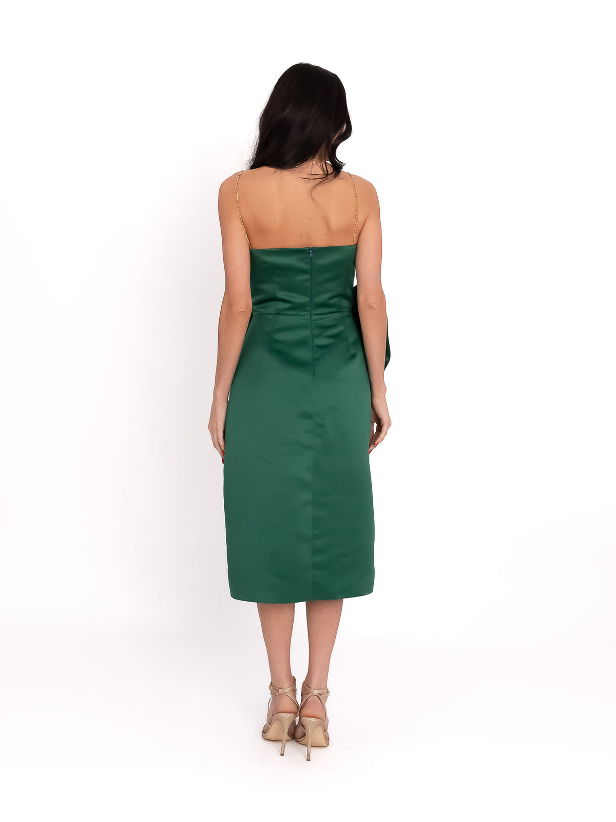 Midi Dress with Bow, Green 4
