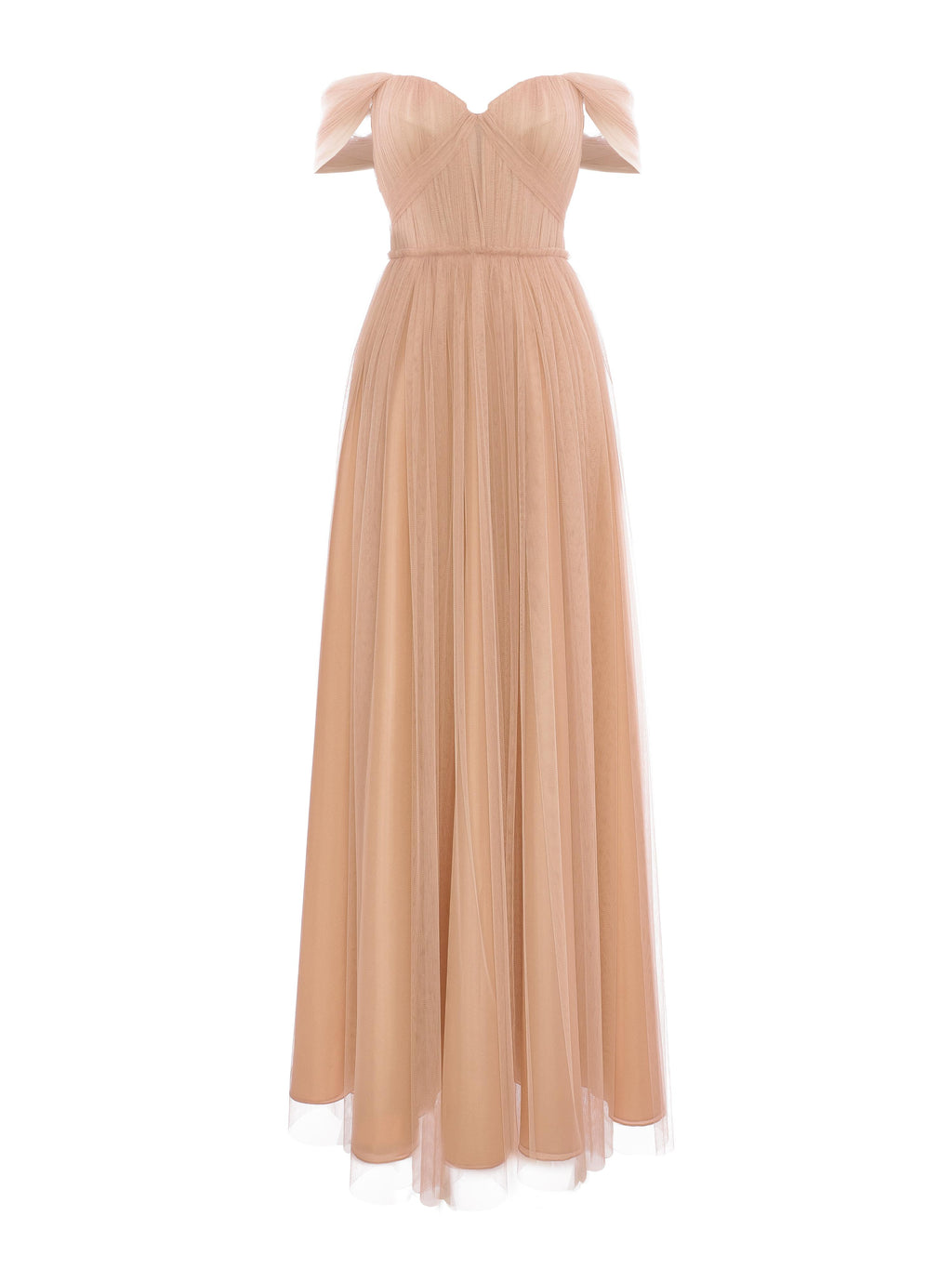Maxi Dress with Off-the-Shoulder Neckline, Salmon Pink 4