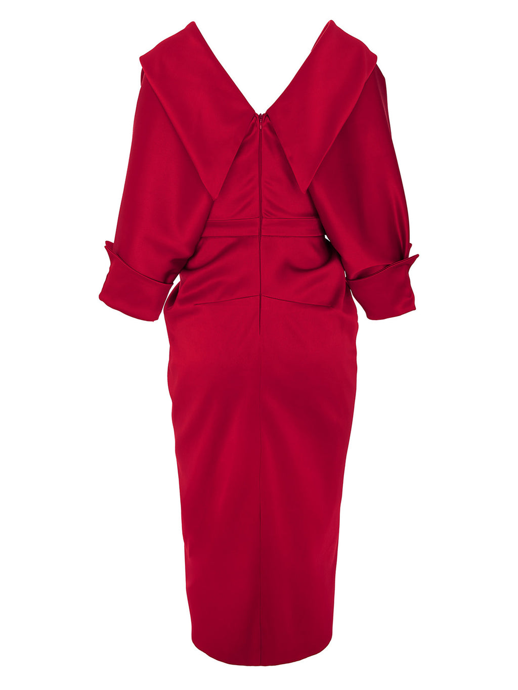 Draped Midi Dress, Vermilion Red 4