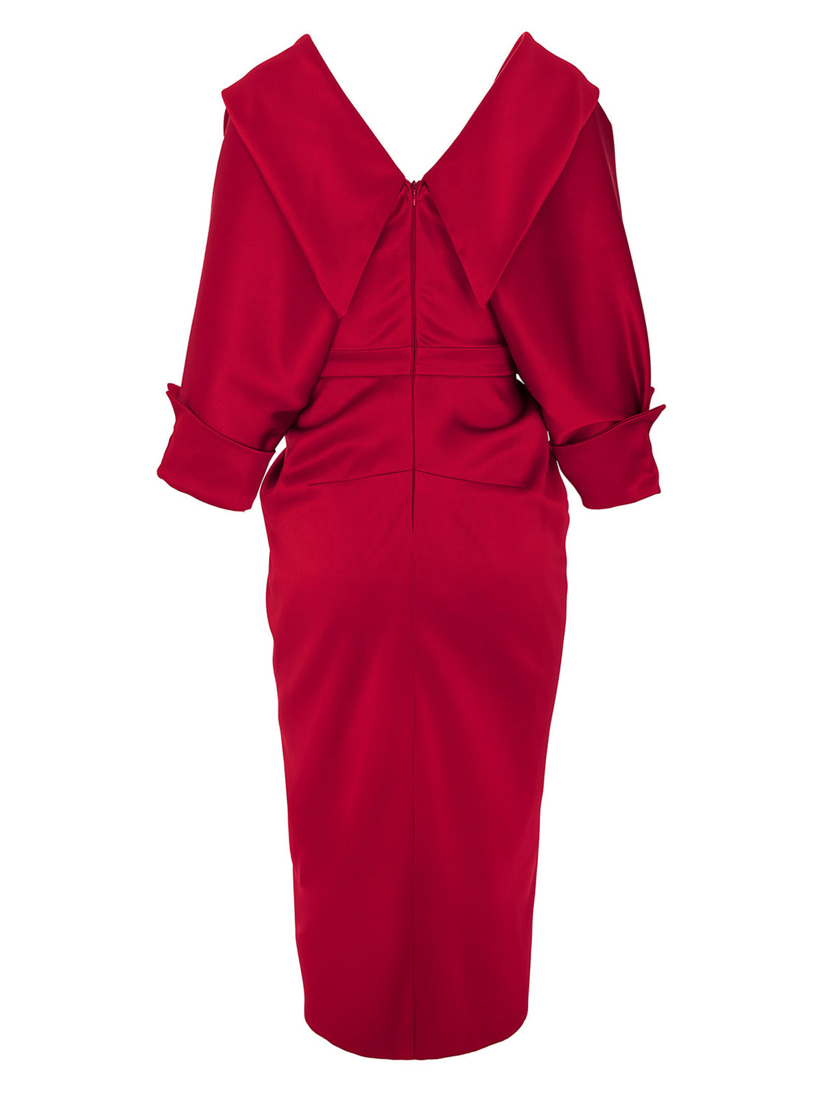 Draped Midi Dress, Vermilion Red 4
