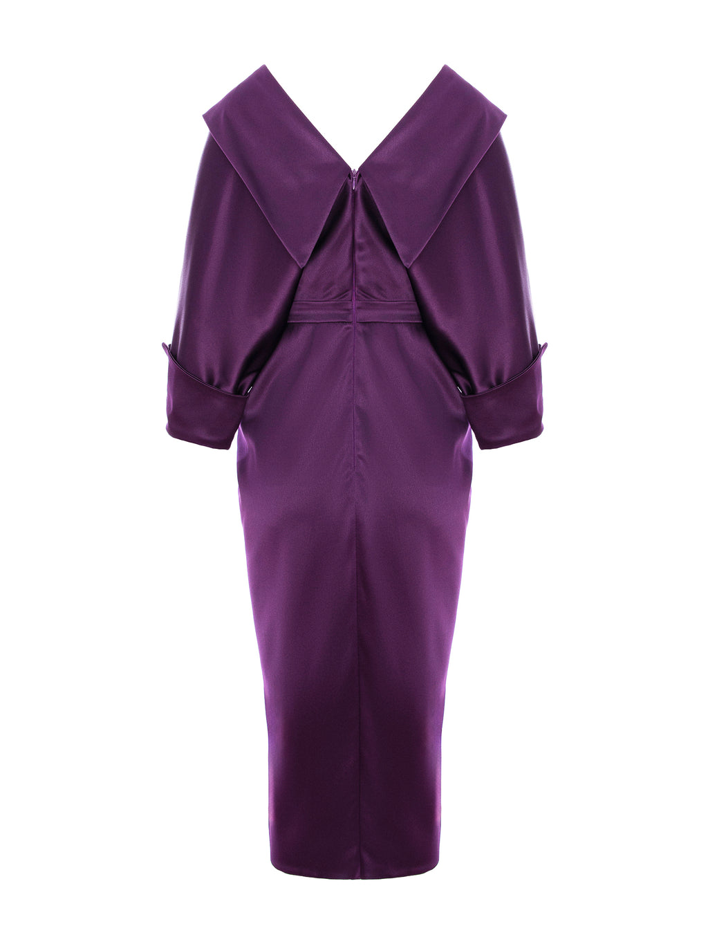 Draped Satin Dress, Aubergine Purple 4