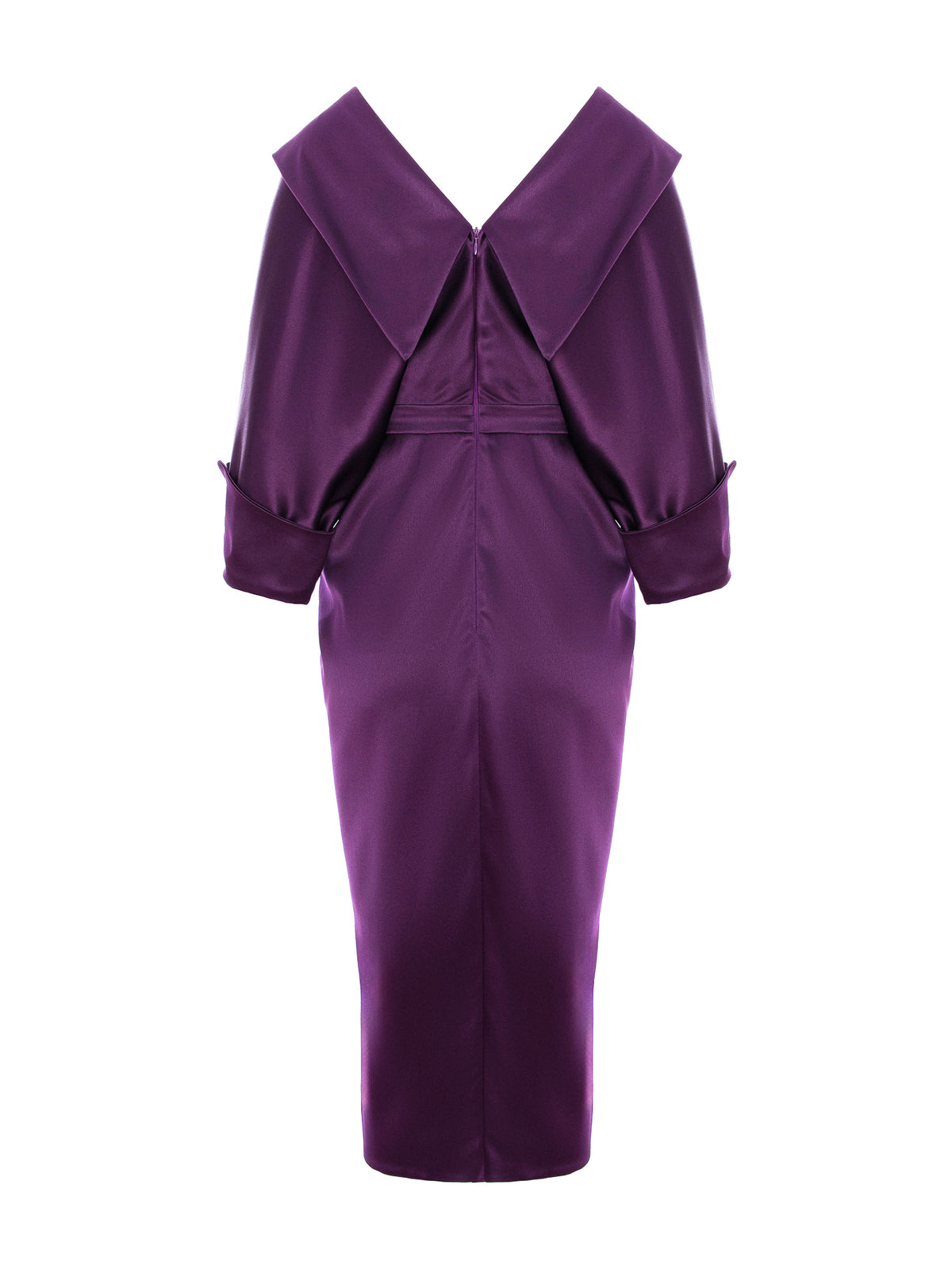 Draped Satin Dress, Aubergine Purple 4