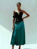 Flared Skirt with Side Pockets, English Green