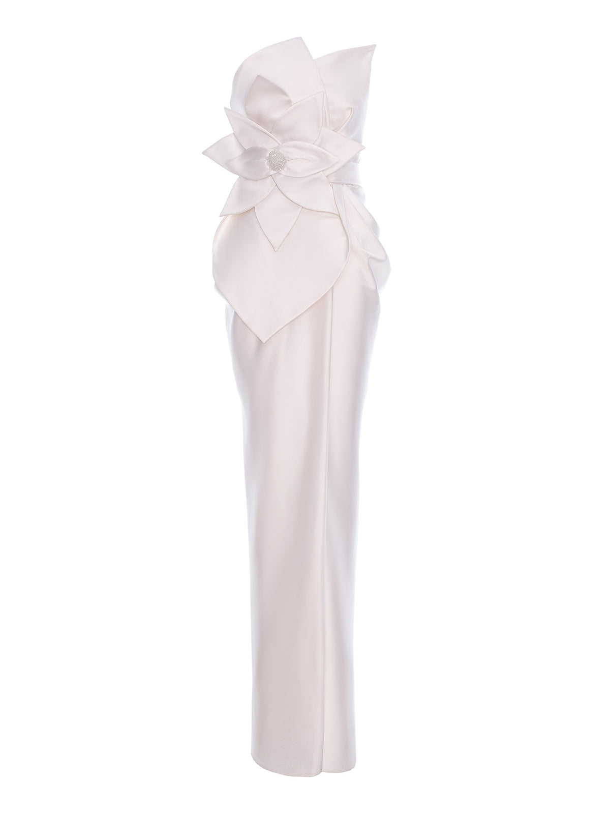 Satin-Finish Maxi Dress, Optic White 2