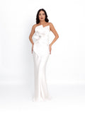 Satin-Finish Maxi Dress, Optic White