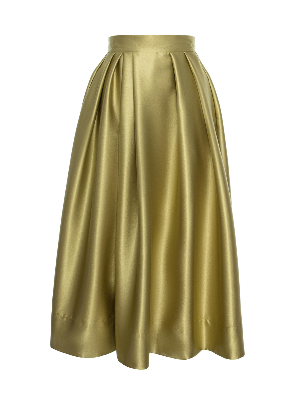 Flared Skirt with Side Pockets, Olive Green 2