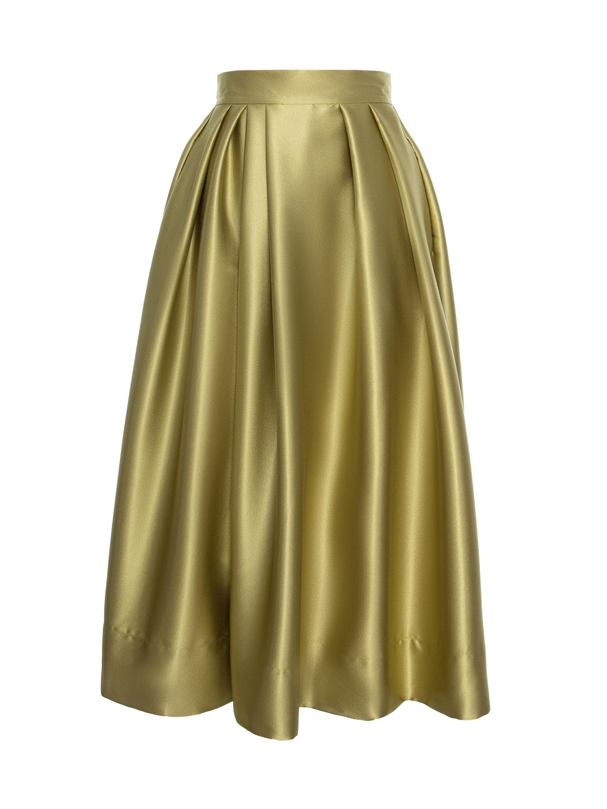 Flared Skirt with Side Pockets, Olive Green 2