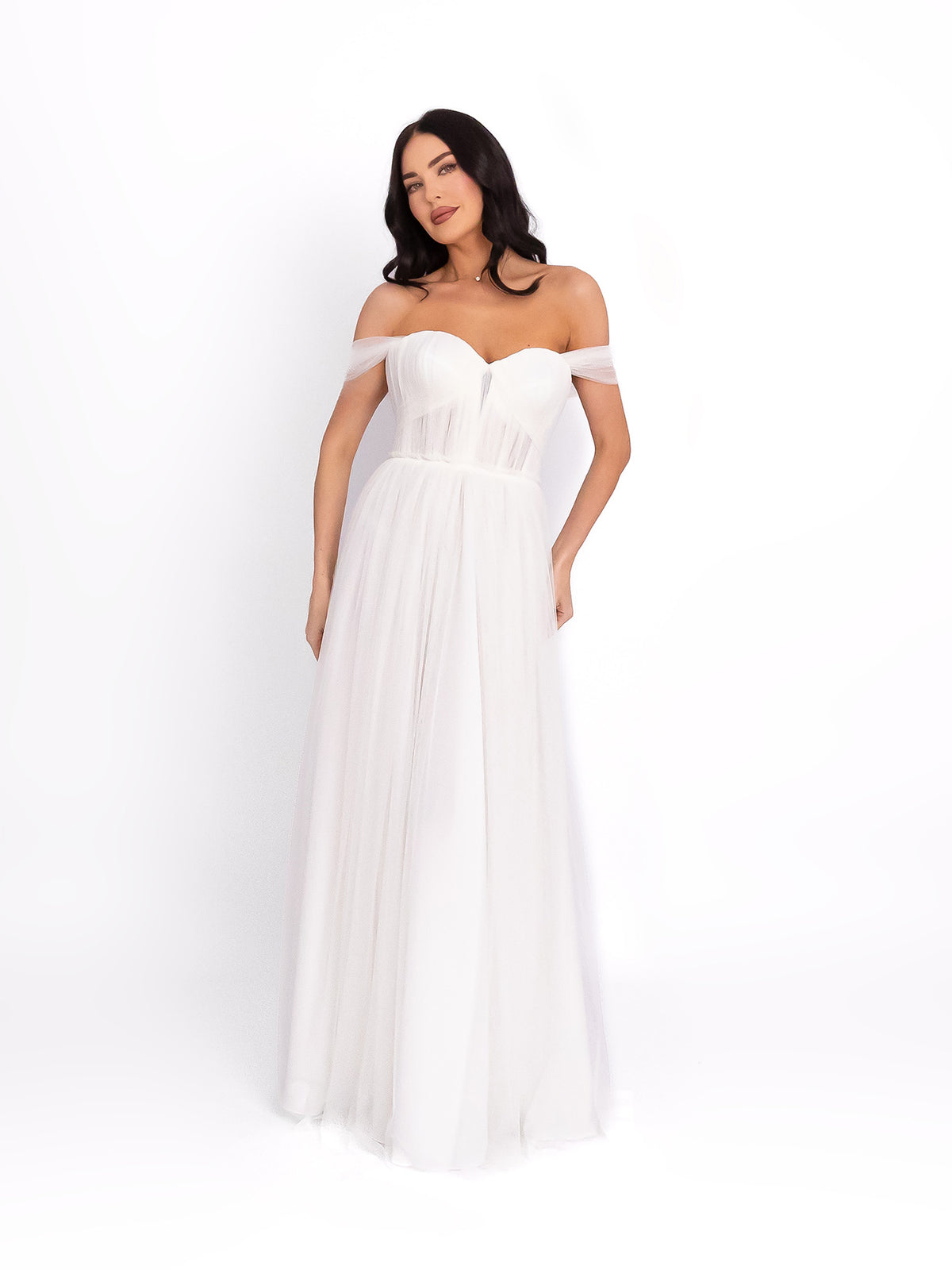 Tulle Maxi Dress, Optic White 2
