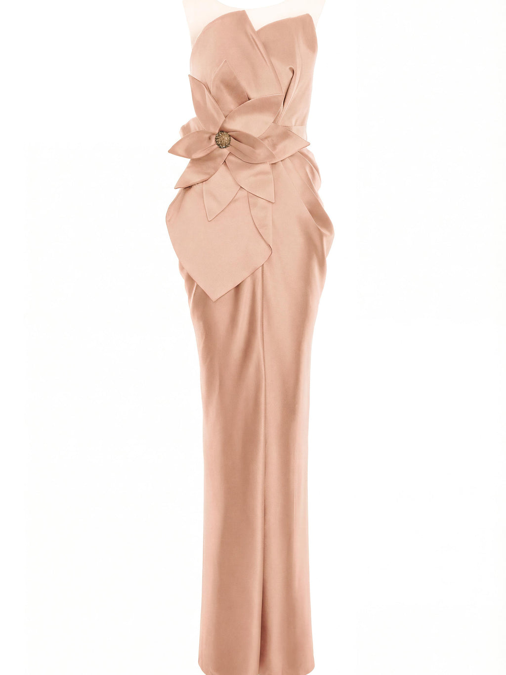 Satin-Finish Maxi Dress, Nude 3