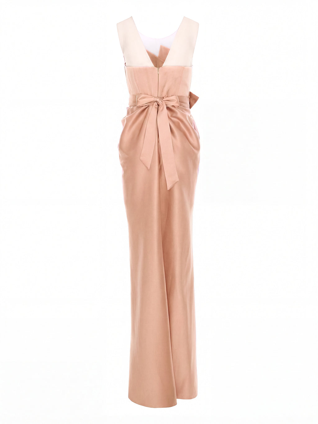 Satin-Finish Maxi Dress, Nude 5