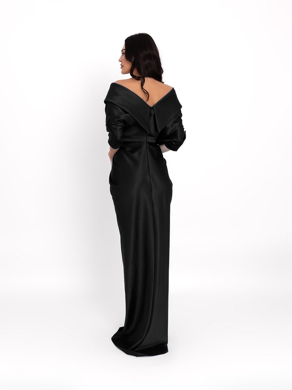 Maxi Dress with V-Neckline, Black 3