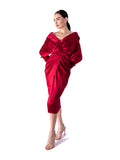 Draped Midi Dress, Vermilion Red