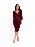 Draped Midi Dress, Red