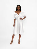 Flared Midi Dress, Optic White