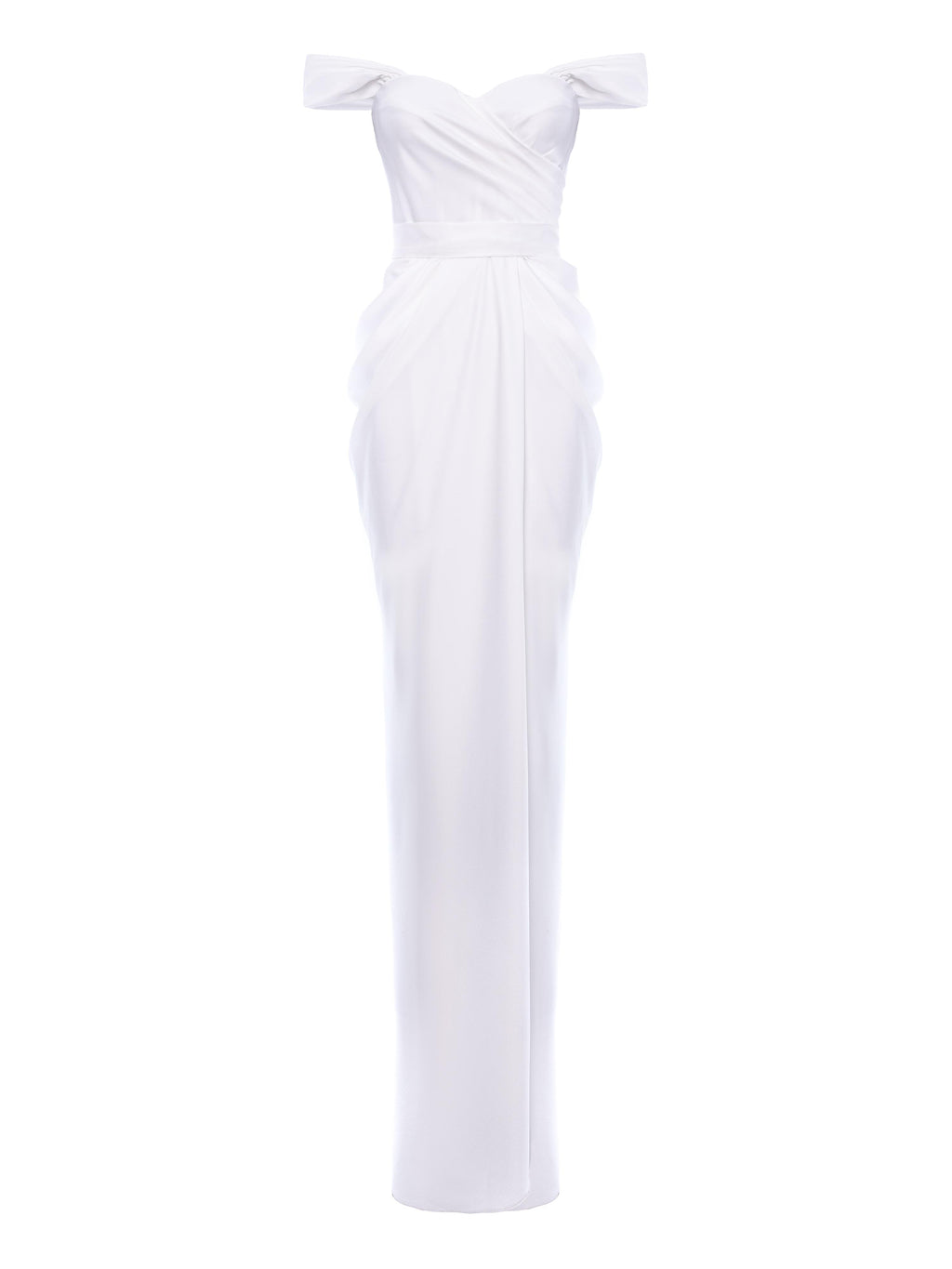 Long Dress with Off-the-Shoulder Neckline, Optic White 2