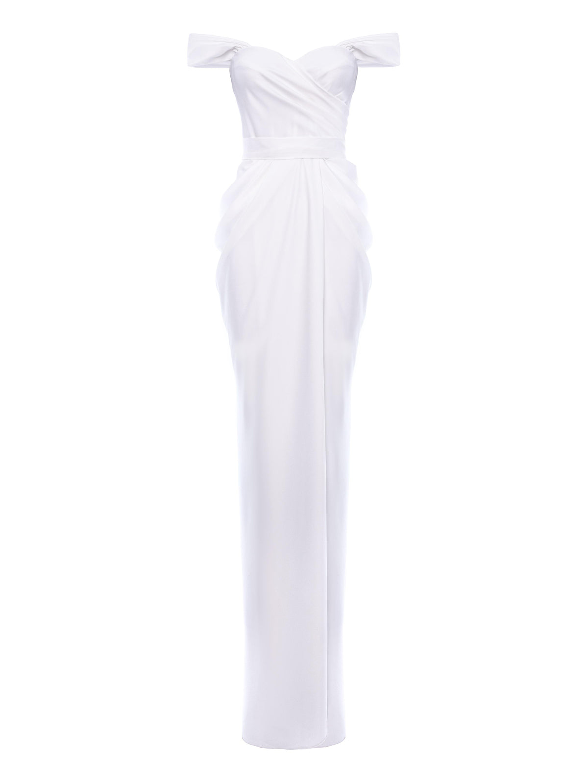 Long Dress with Off-the-Shoulder Neckline, Optic White 2