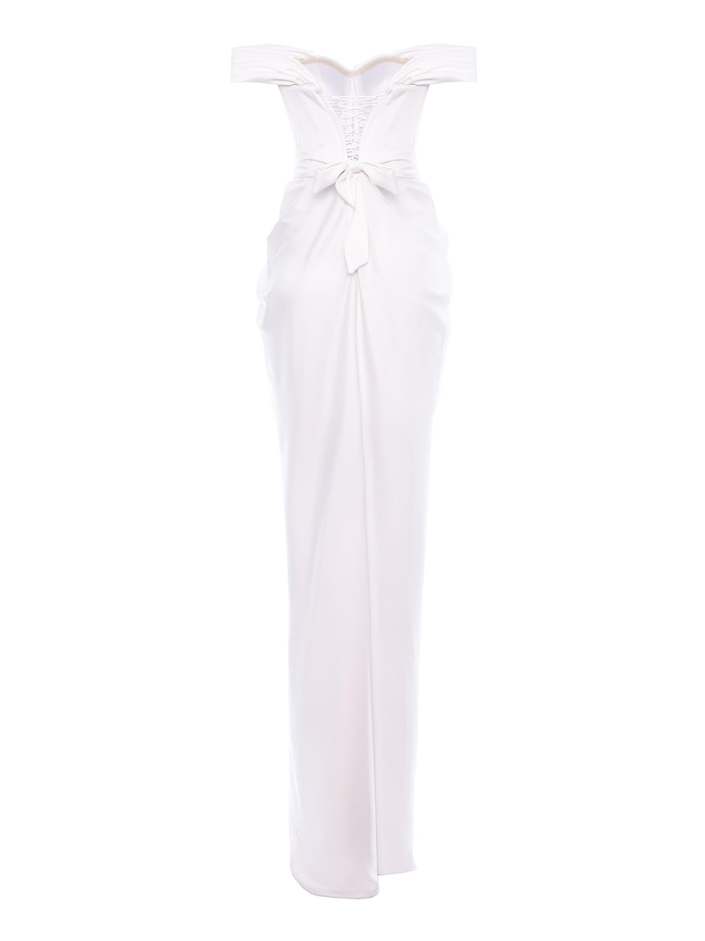 Long Dress with Off-the-Shoulder Neckline, Optic White 3