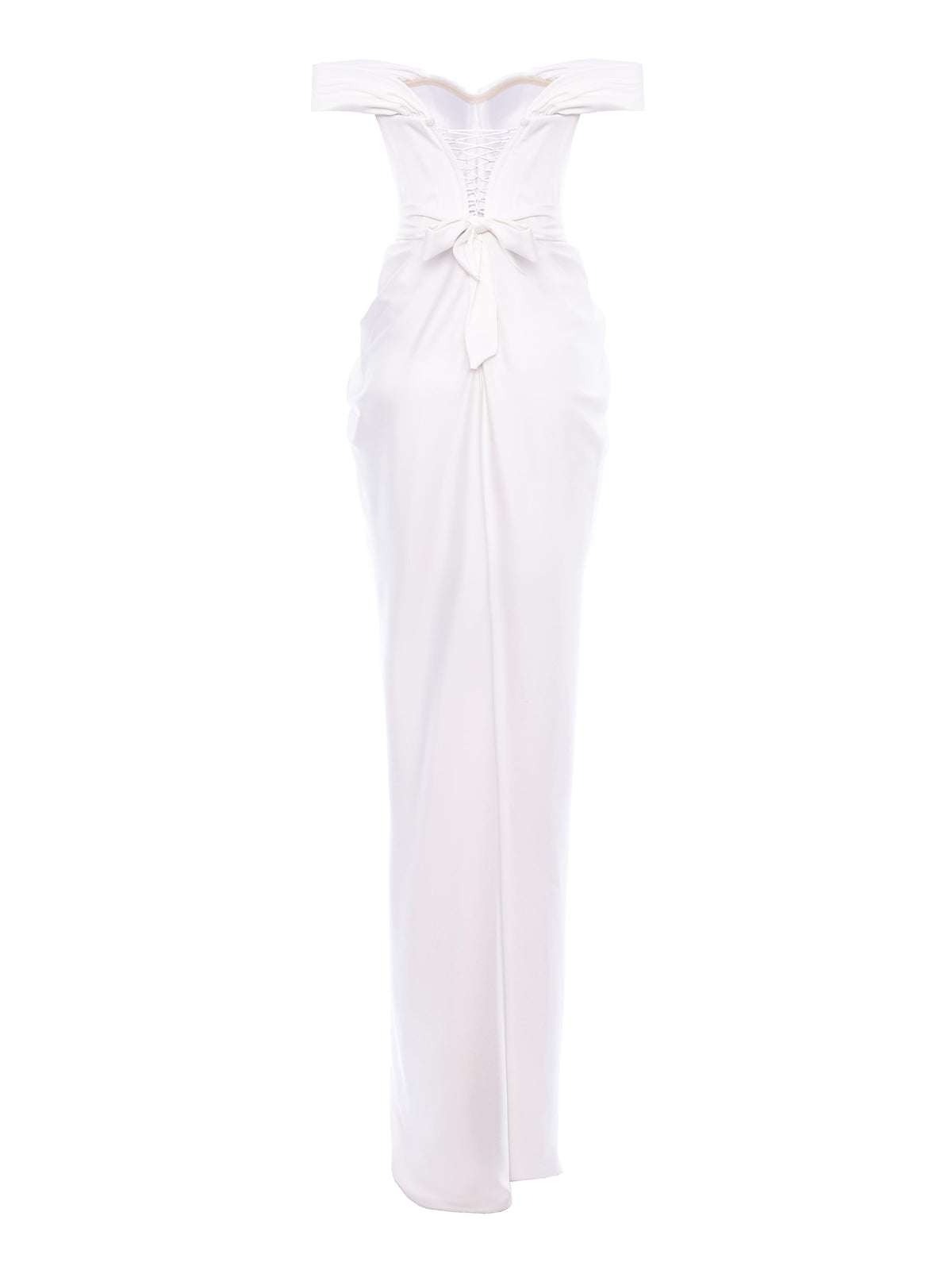 Long Dress with Off-the-Shoulder Neckline, Optic White 3