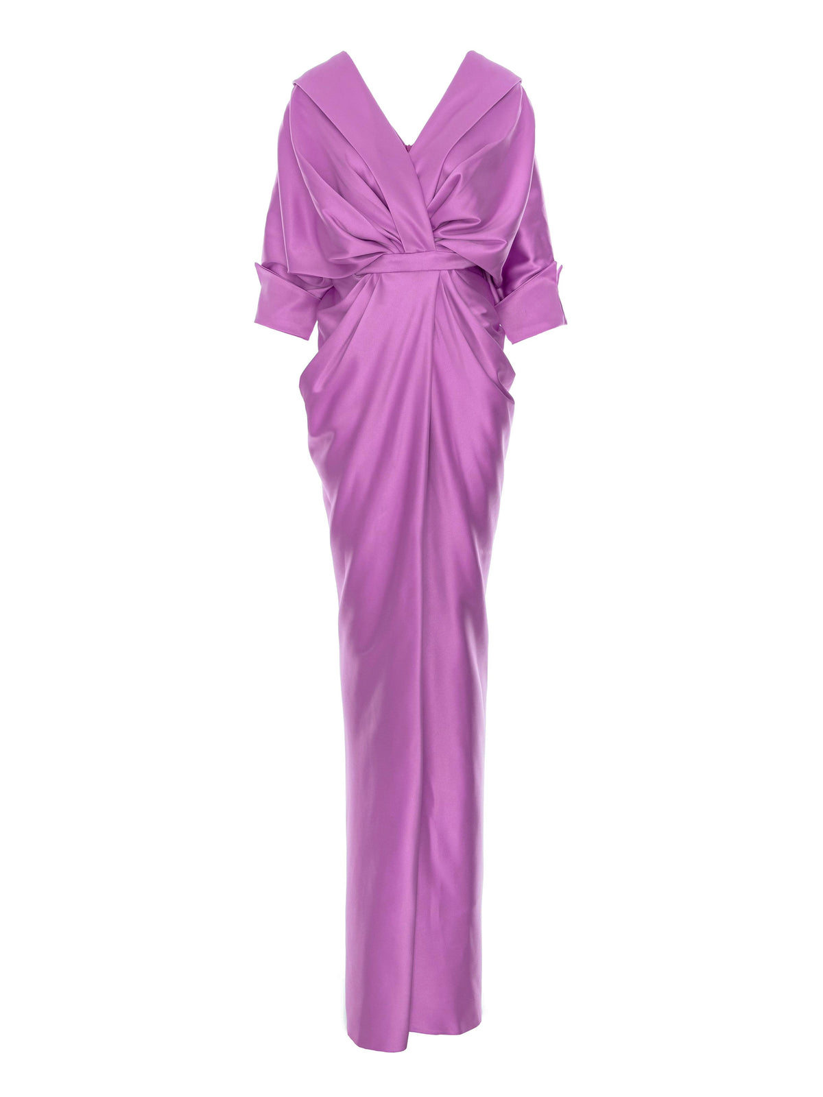 Satin Maxi Dress with Off-the-Shoulder Neckline, Lilac 4