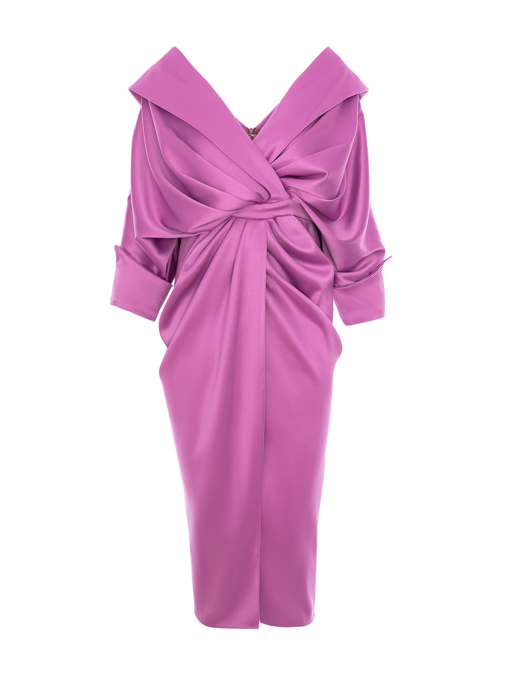 Draped Satin Dress, Orchid Pink