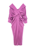 Draped Satin Dress, Orchid Pink