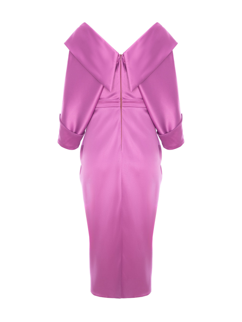 Draped Satin Dress, Orchid Pink 2