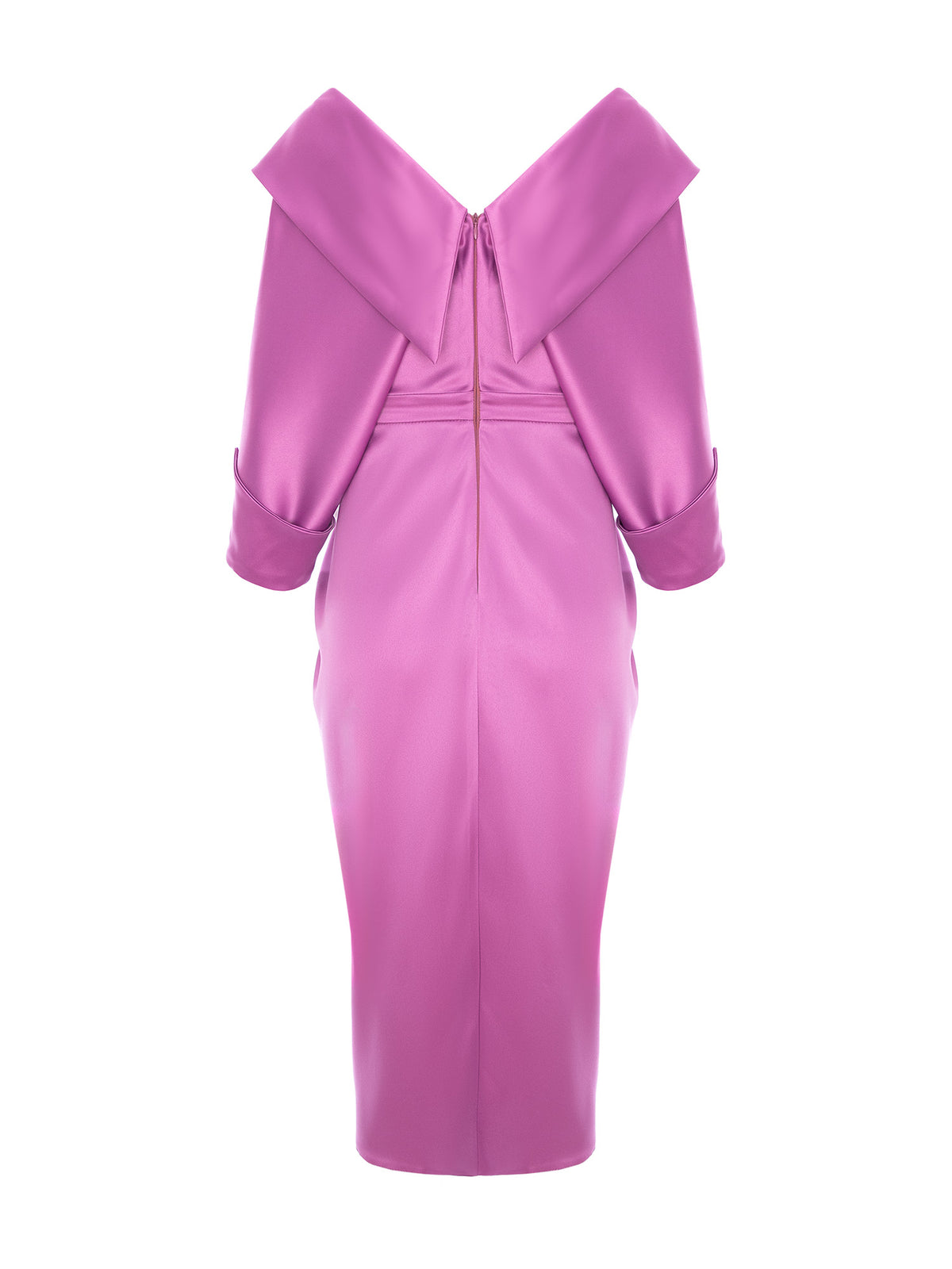 Draped Satin Dress, Orchid Pink 2