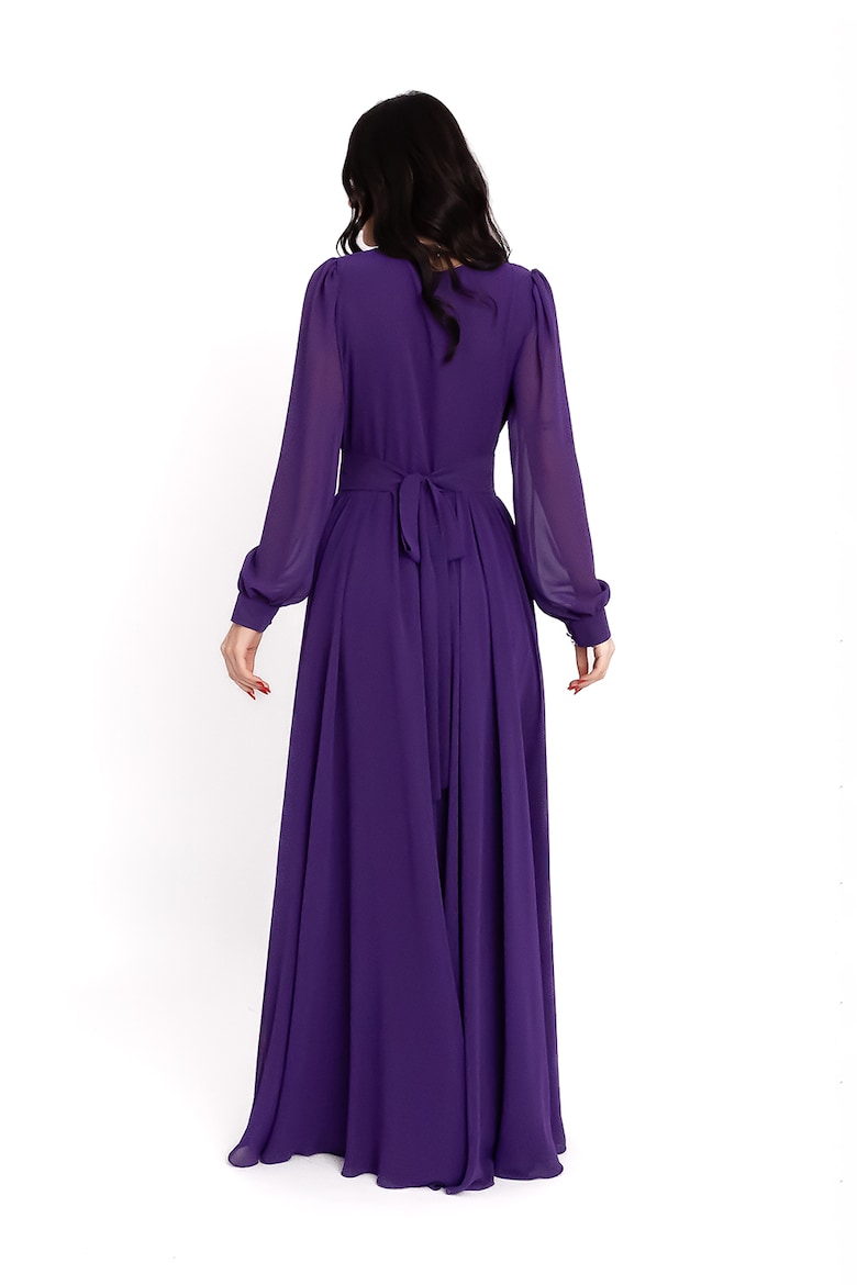 Maxi Dress with V-Neckline and Slit, Violet 6