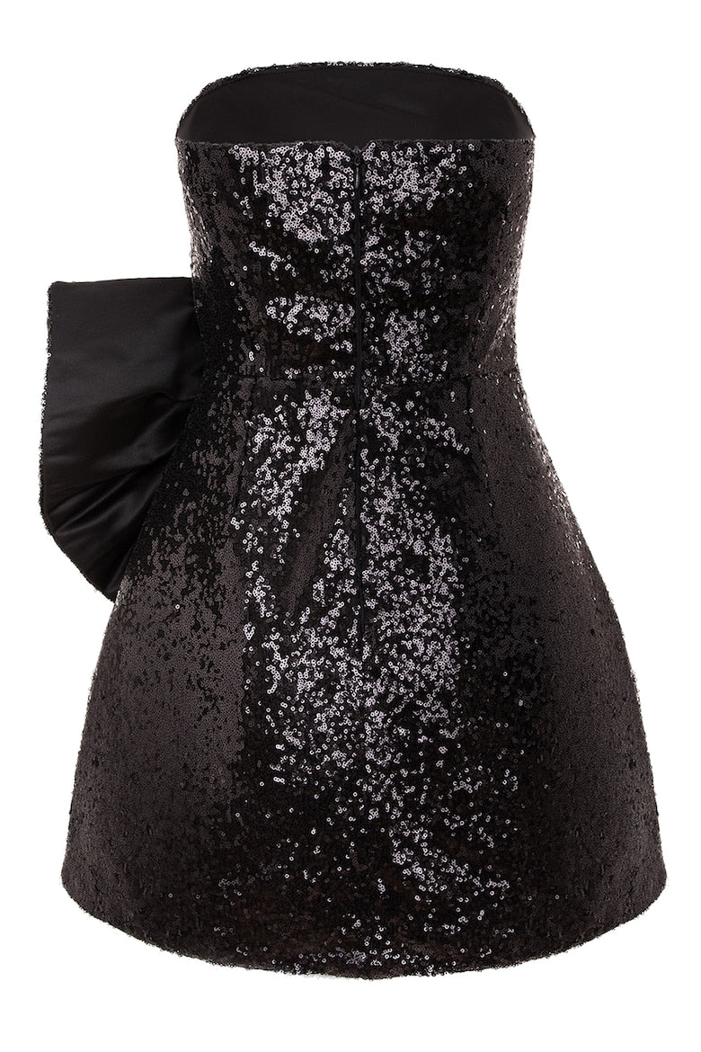 Off-the-Shoulder Dress with Bow, Black 4