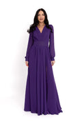 Maxi Dress with V-Neckline and Slit, Violet