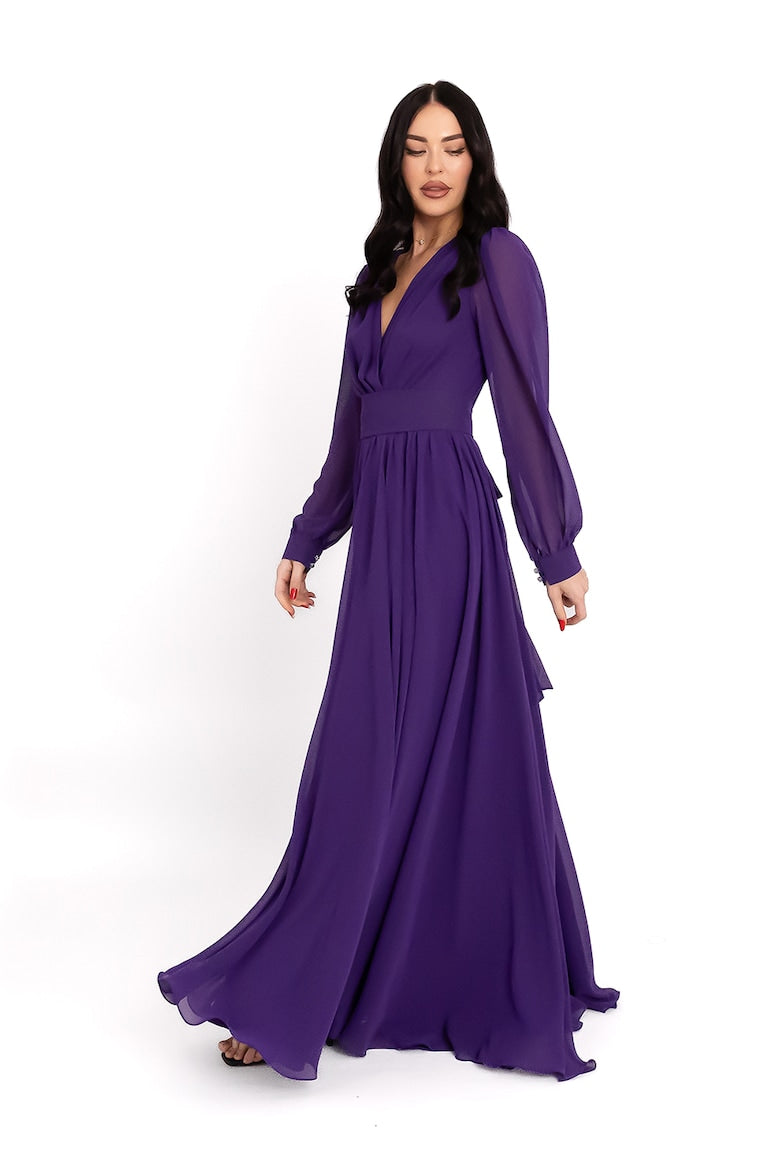 Maxi Dress with V-Neckline and Slit, Violet 5