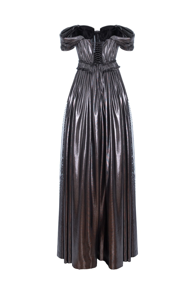 Maxi Dress with Off-the-Shoulder Neckline, Black 3