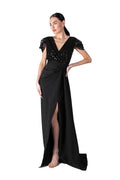 Maxi Dress with Side Slit, Black
