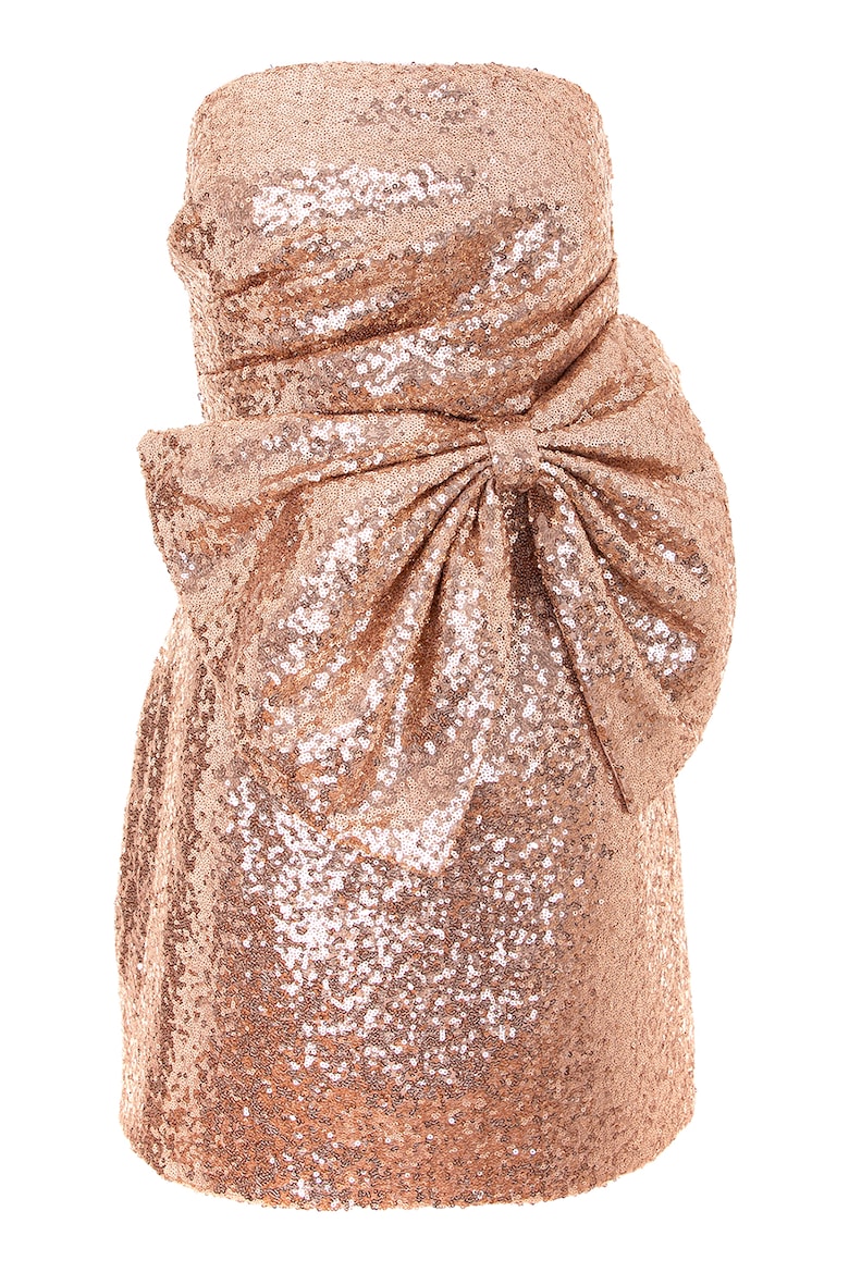 Off-the-Shoulder Dress with Bow, Rose Gold 4
