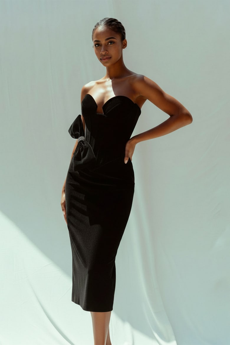 Velvet Four-Piece Set: Dress, Trousers, Top and Skirt, Black 2